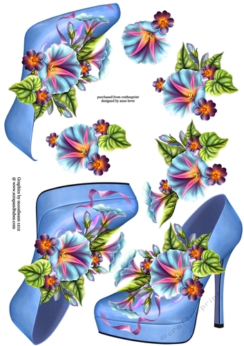 Stunning Shoe & Morning Glory Decoupage Sheet