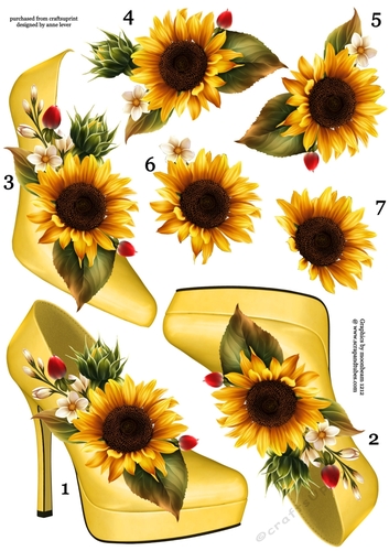 Stunning Shoe & Sunflower Decoupage Sheet