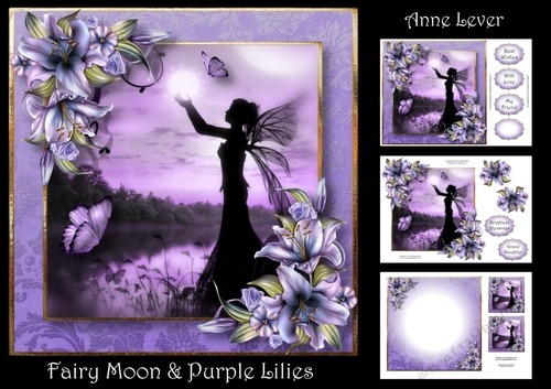 Fairy Moon & Purple Lilies
