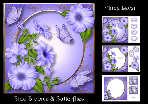 Blue Blooms & butterflies