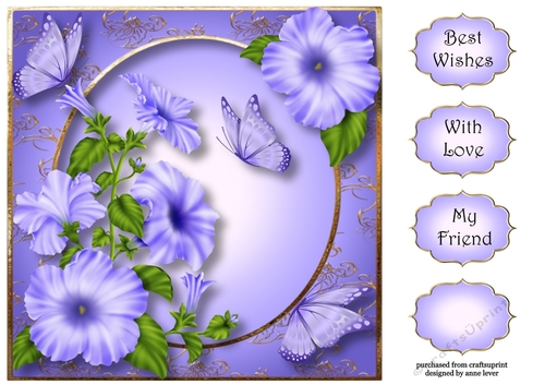 Blue Blooms & Butterflies 8x8