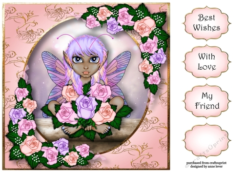 Pastel Roses Flower Fairy 8x8