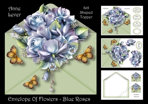 Envelope Of Flowers - Blue Roses