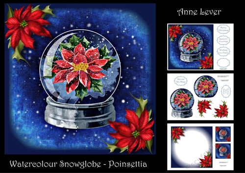 Watercolour Snowglobe - Poinsettia
