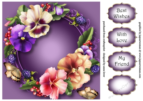 Pansies & Butterflies 8x8