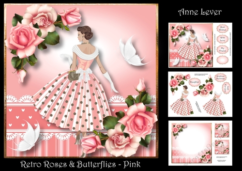 Retro Roses & Butterflies - Pink