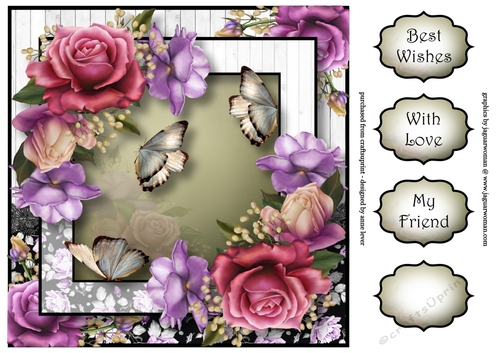 Belle Roses & Flutters 8x8