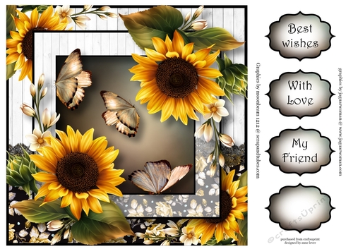 Beautiful Sunflowers & Flutters 8x8