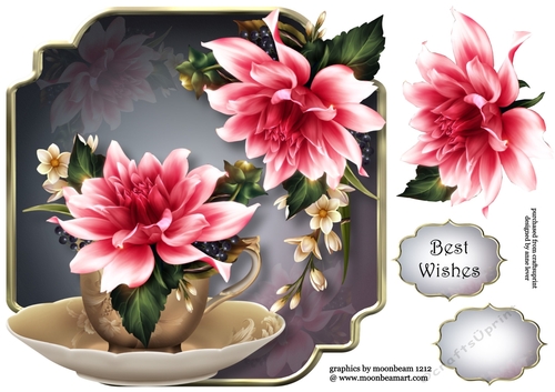 Pink Dahlias - Teacup & Saucer