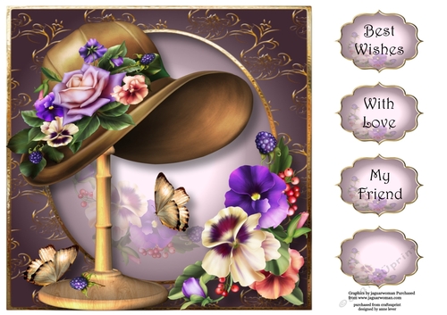 Floral Bonnet - Pansy Riot 8x8