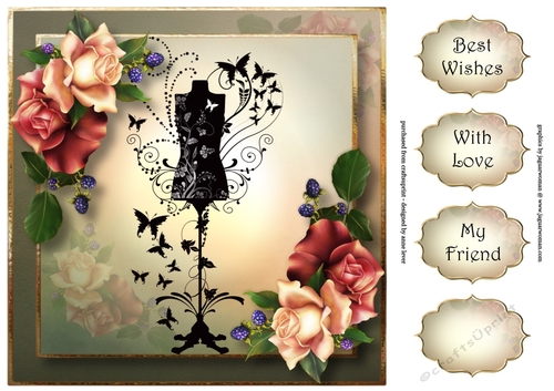 Butterfly Mannequin & August Mood Roses 8x8