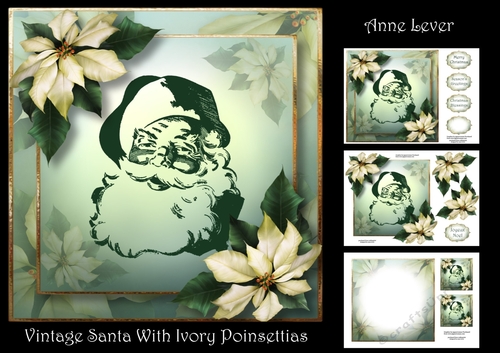 Vintage Santa With Ivory poinsettias