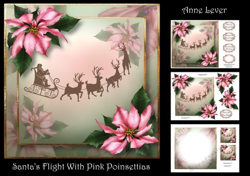 Santas Flight With Pink Poinsettias