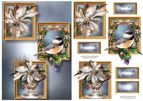 Frame Trio Christmas - Silver Poinsettias