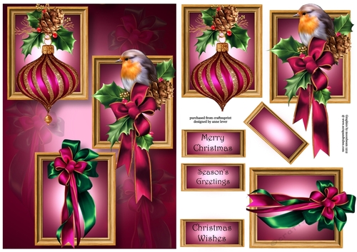 Frame Trio Christmas - Purple Baubles & Bow
