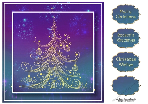 Gold Swirl Christmas Tree 8x8