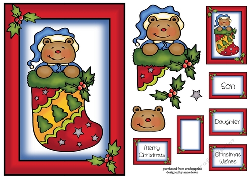 Colourful Christmas - Sleepy Ted A5