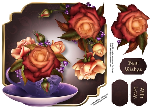 Pure October Roses - Teacup & Saucer