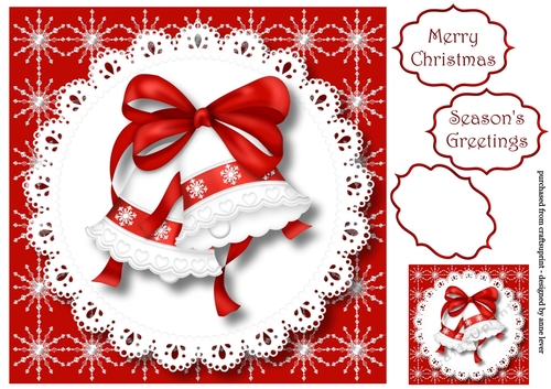 Red & White Christmas Bells 8x8