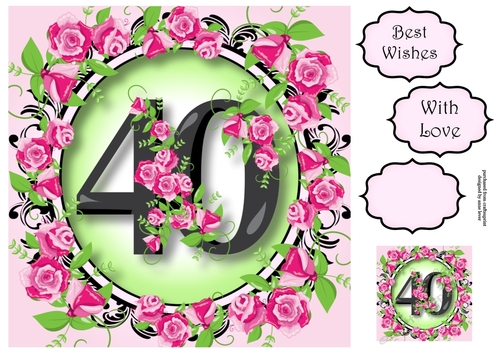 40 With Pretty Pink Roses 8x8