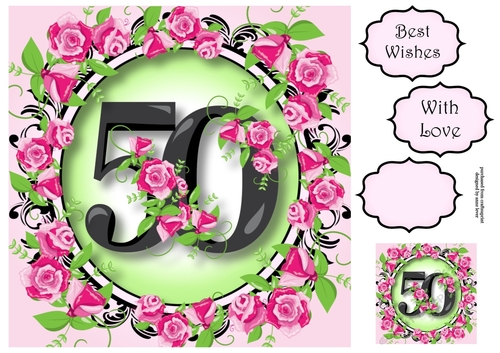 50 With Pretty Pink Roses 8x8