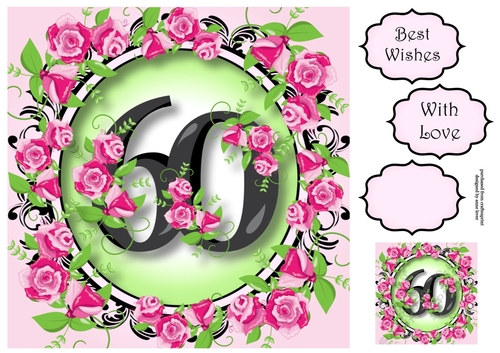 60 With Pretty Pink Roses 8x8