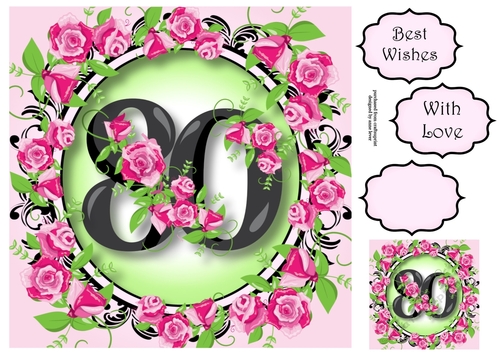 80 With Pretty Pink Roses 8x8