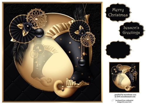 Christmas Glamour - Black & Gold 8x8