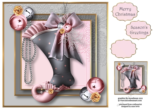 Christmas Glamour - Grey & Pink 8x8