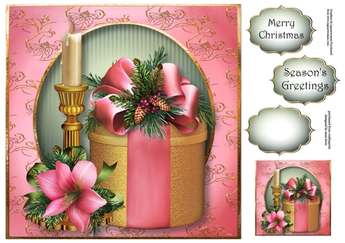 Vintage Candle & Christmas Present 8x8