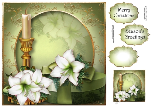 Vintage Candle & Floral Present 8x8