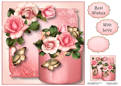 Blush Roses & Butterflies Birthday Gift 8x8