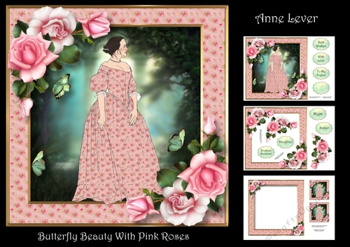 Butterfly Beauty With Pink Roses