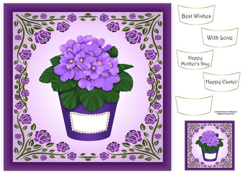 Beautiful Pot Of Violets 8x8