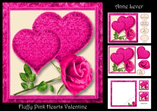 Fluffy Pink Hearts Valentine