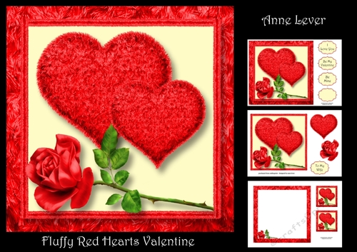 Fluffy Red Hearts Valentine