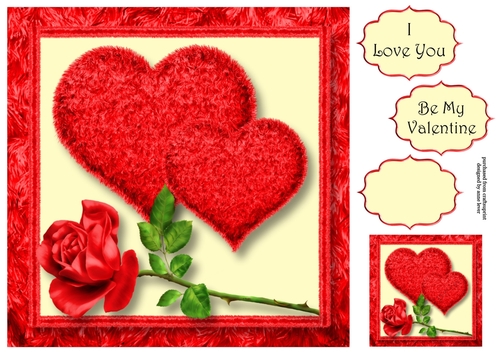 Fluffy Red Hearts Valentine 8x8