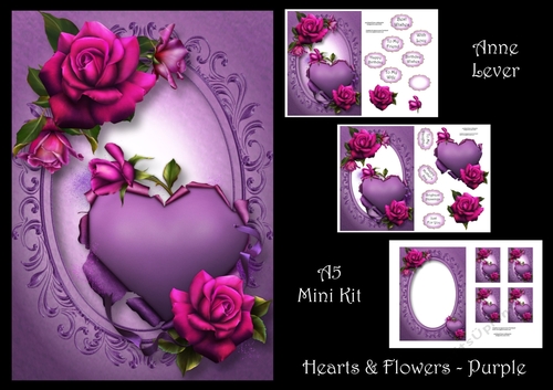 Hearts & Flowers - Purple