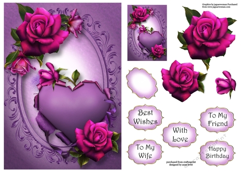 Hearts & Flowers - Purple A5