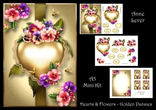 Hearts & Flowers - Golden Pansies