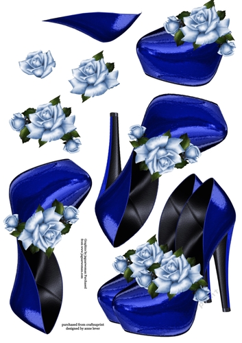 Royal Blue Shoes Decoupage Sheet