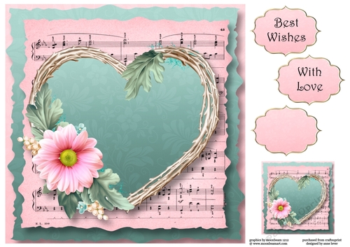 Shabby Chic Flower Heart 8x8