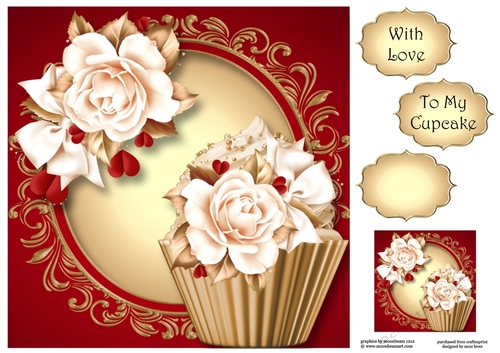 Love Rose Cupcake 8x8