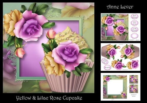 Yellow & Lilac Rose Cupcake