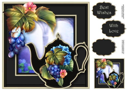 Enamel Teapot Les Jardin - Vines 8x8