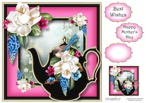 Enamel Teapot Les Jardin - Fairy Wren 8x8