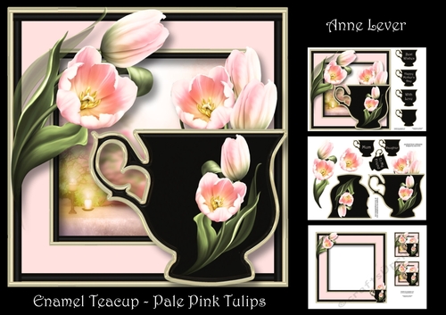 Enamel Teacup - Pale Pink Tulips
