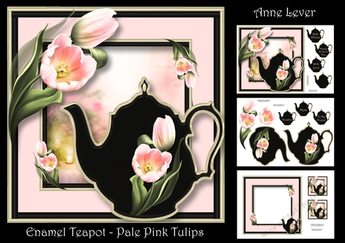 Enamel Teapot - Pale Pink Tulips
