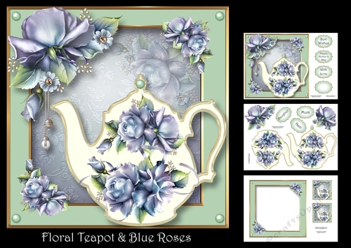 Floral Teapot & Blue Flowers
