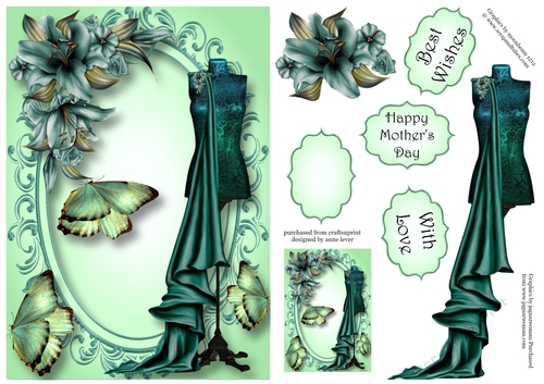 Teal Lily Couture & Butterflies A5